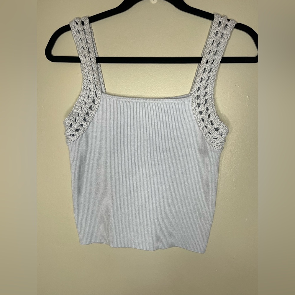 Aerie Crochet Sweater Tank Top Eyelet Blue Women’s Size Small NWT - Picture 3 of 8